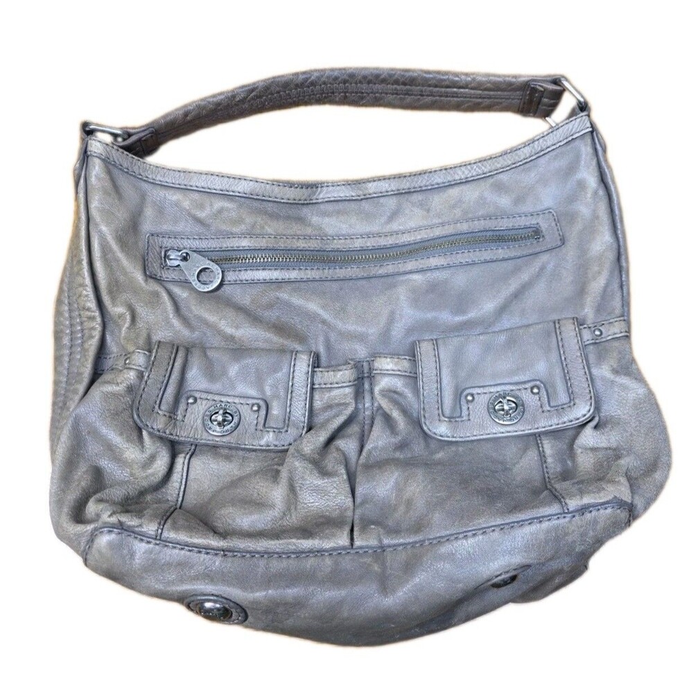 Marc Jacobs Totally Turnlock Faridah Oversized Hobo Gray Distressed